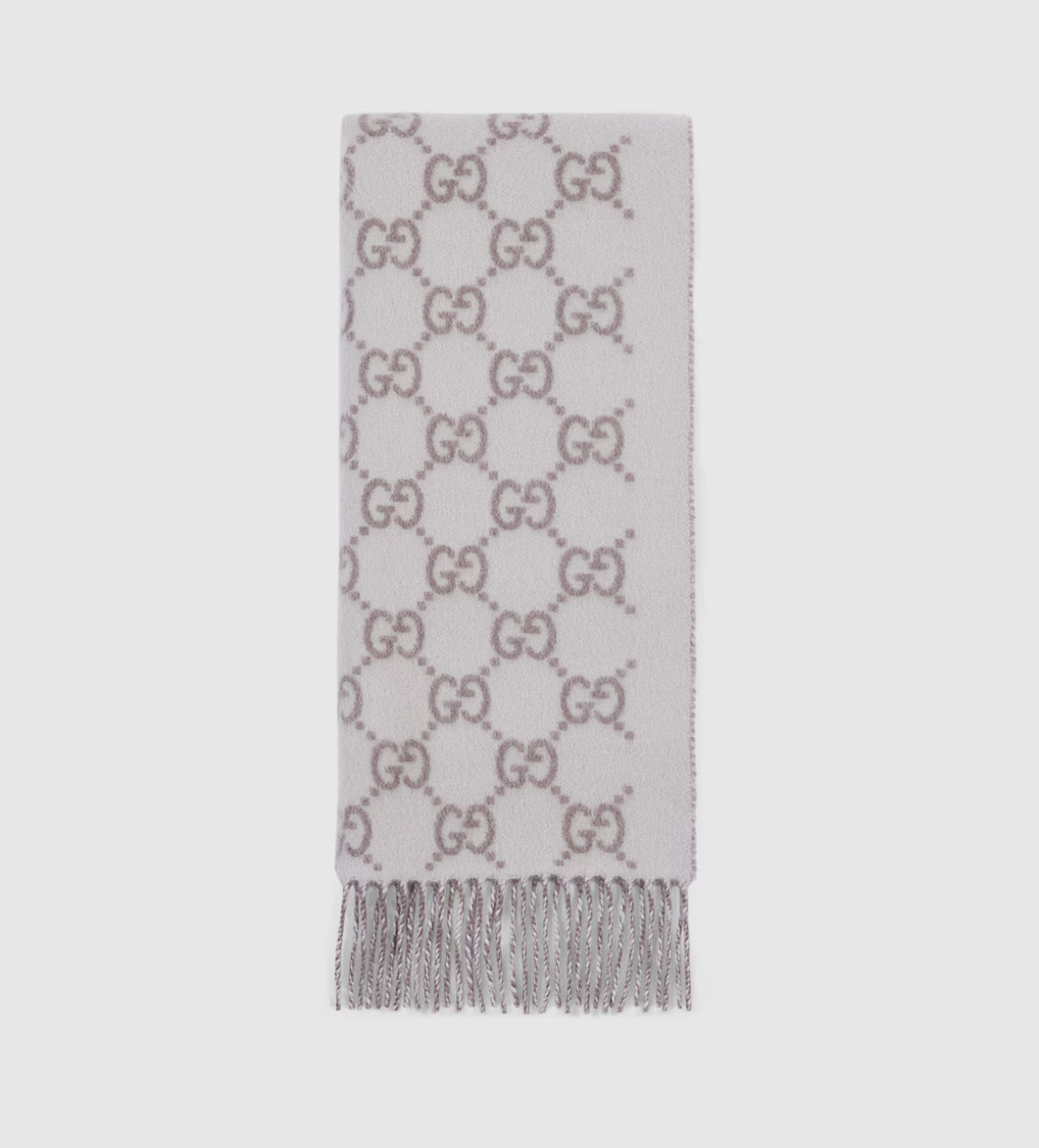 Bonnet et Ăcharpe en jacquard de cachemire GG ivoire et gris clair