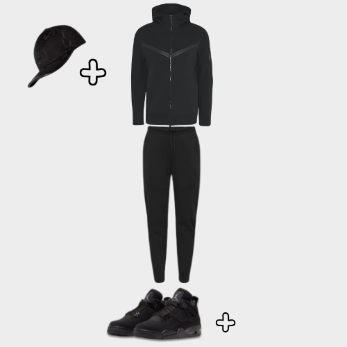Outfit Tech Fleece Black + Casquette Offerte — photo 2