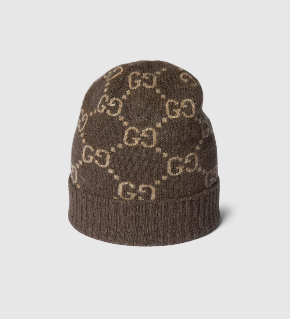 Bonnet et Ăcharpe en jacquard de cachemire GG marron et beige