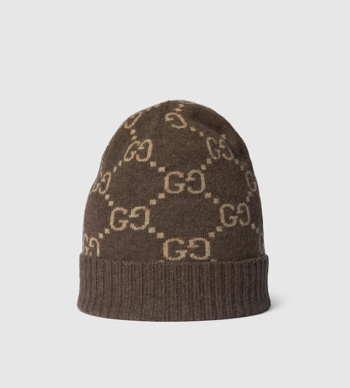 Bonnet et Ăcharpe en jacquard de cachemire GG marron et beige