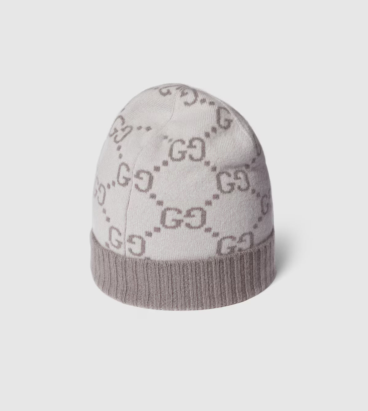 Bonnet et Ăcharpe en jacquard de cachemire GG ivoire et gris clair