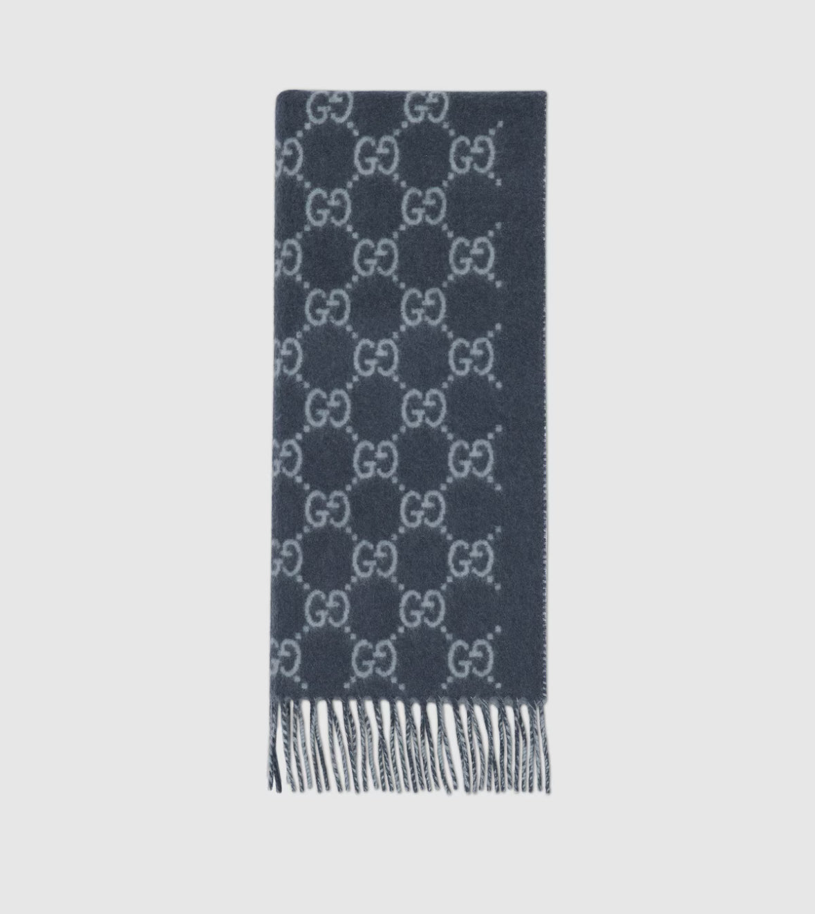 Bonnet et Ăcharpe en jacquard de cachemire GG bleu marine et bleu clair