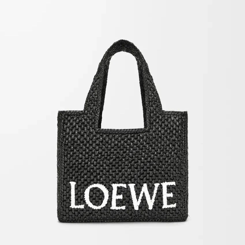 LOEWE - Petit Font Tote en raphia Noir