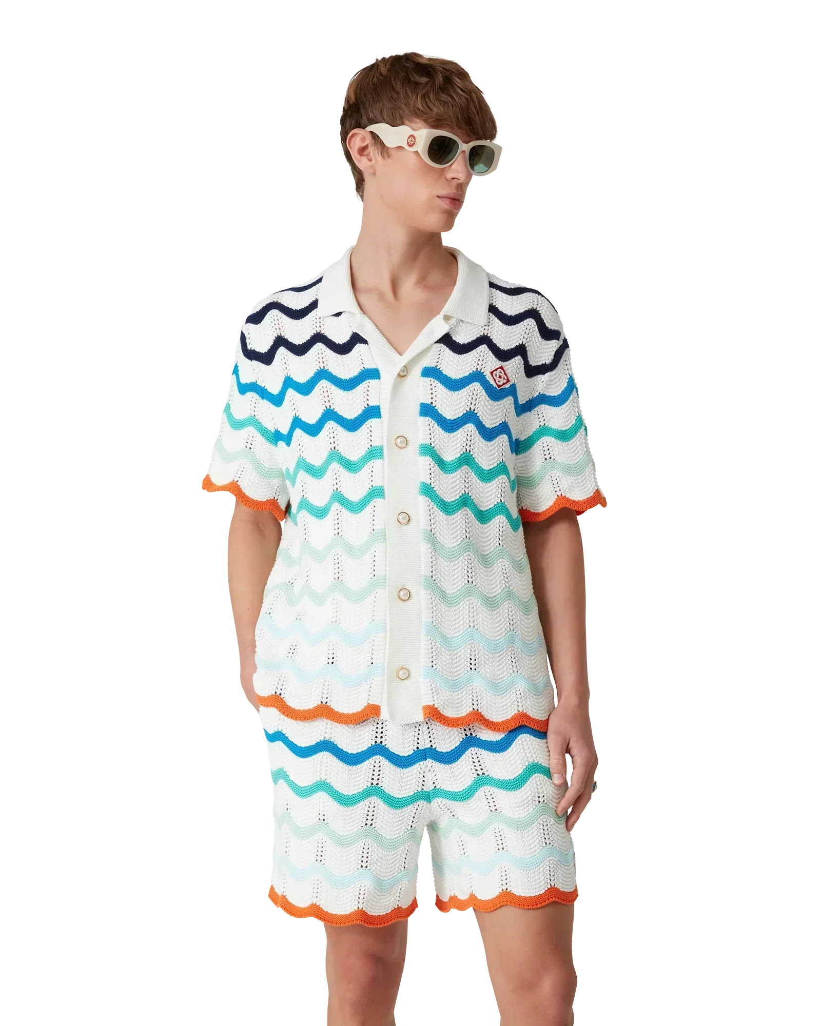 Gradient Wave Crochet Shirt