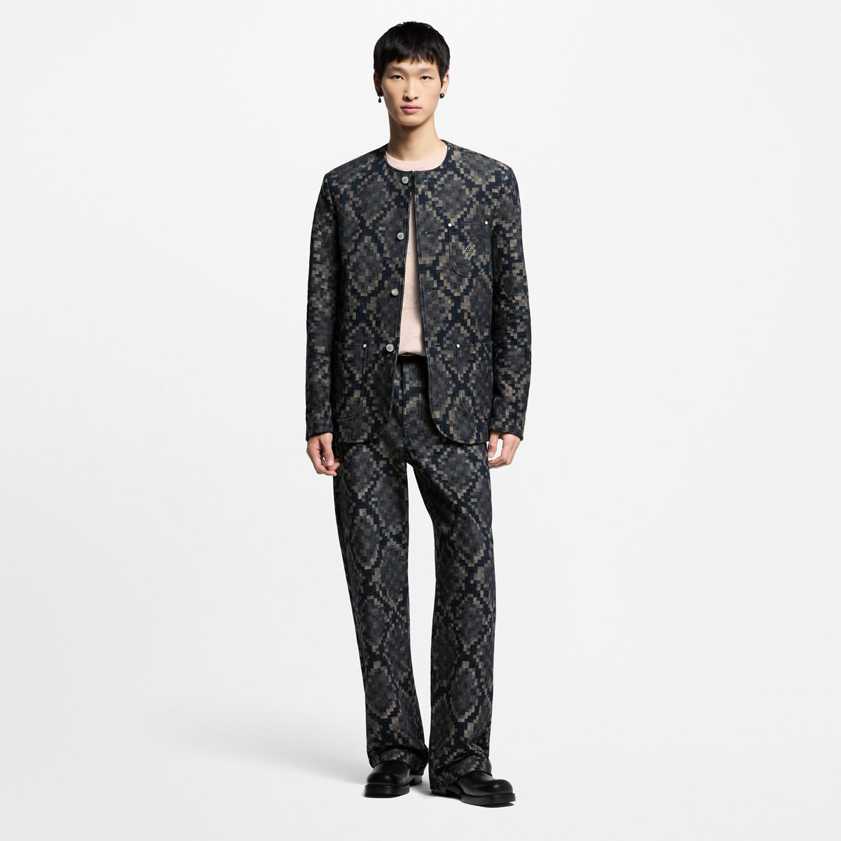 Pantalon droit en denim graphique