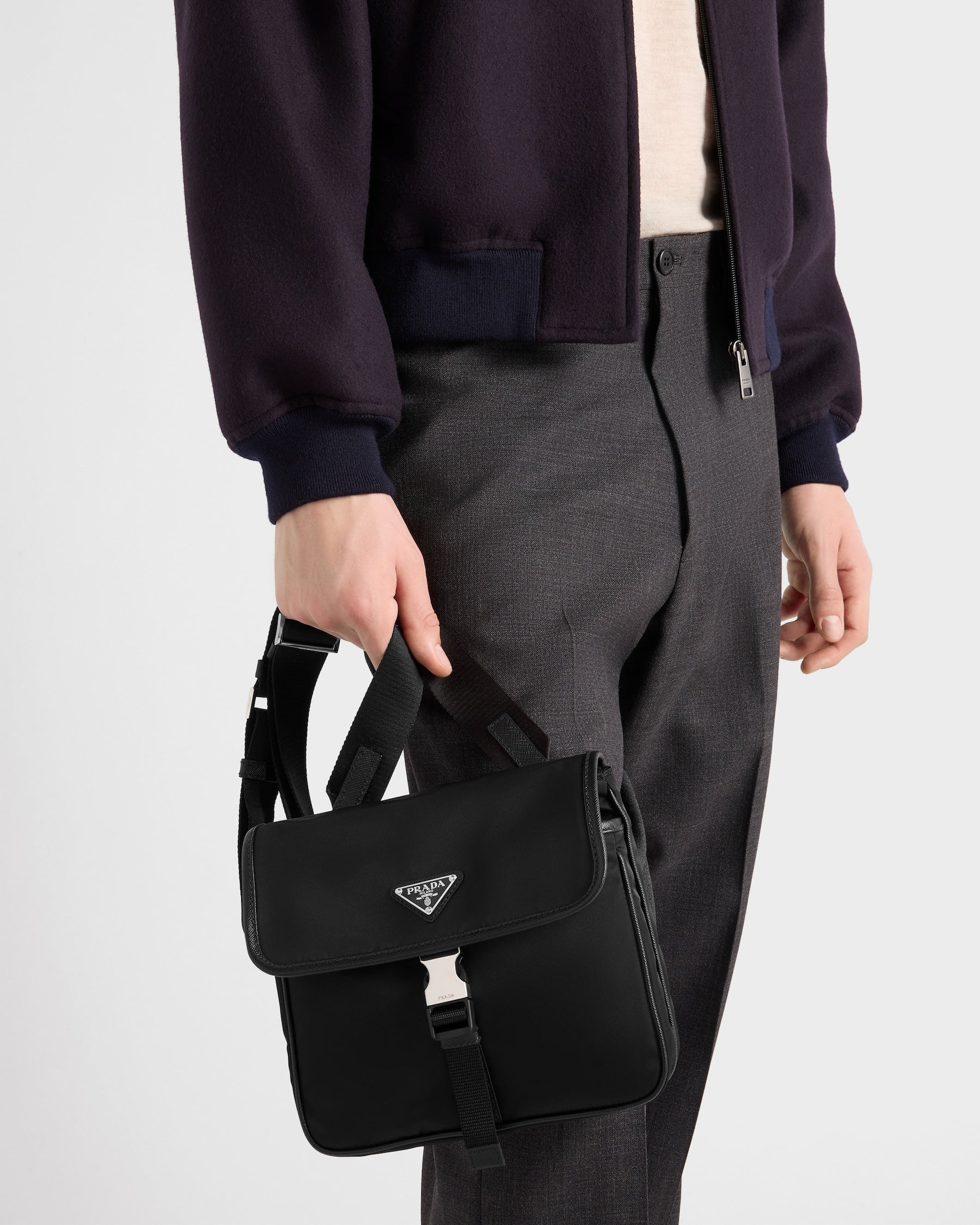 Sac porté épaule en Re-Nylon et cuir Saffiano - #13