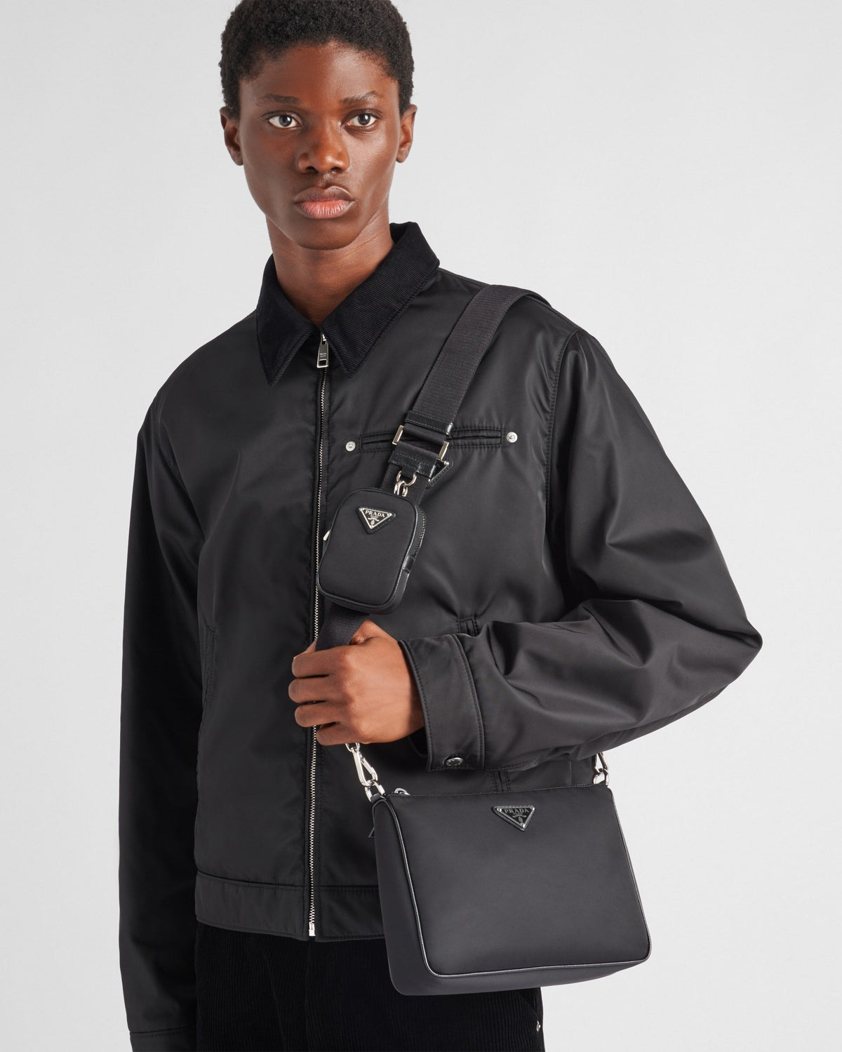 Sac porté épaule en Re-Nylon et cuir Saffiano - #1